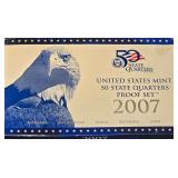 2007  U.S. Mint 50 States Quarters Proof Includes; Montana, Washington, Idaho, Wyoming, & Utah