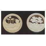 2020 U.S. Silver 2020 Salt River Bay National Historical Park and Ecological Preserve Quarter Dollar (representing the U.S. Virgin Islands) - .999%Ag. and 2019 U.S. Silver American Memorial Park (Nort