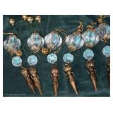 Vintage Decorative Crystal and Brass-Accented Hanging Ornaments or Finials