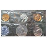 1962 U.S. Uncirculated Mint Set. Includes Silver Franklin Half Dollar, Silver Quarter, &  Silver Dime. In Original Envelope