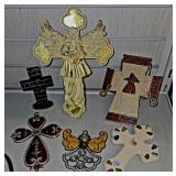 Religious Lot Includes 6 Crosses All Made of Different Material. Glass, Resin, Stone, Wood
