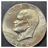 1974 -S  U.S. Silver Eisenhower Dollar .40%Ag