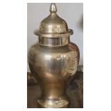 Vintage Solid Polished Brass Ginger Jar Featuring a Classic Baluster Silhouette and a Matching Removable Lid