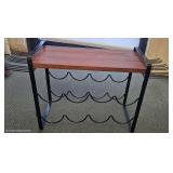 Freestanding Countertop Wine Rack with Liquor Display Tray. Holds 12 Bottles and 4-6 Glasses
