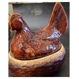 Vintage Hull Pottery Brown Drip Glaze "Hen on a Nest" in Perfect Condition
