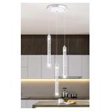 Mini Chandelier Crystal Pendant Lights Integrated LED Pendant Light Fixtures Kitchen Island Chandeliers Pendant Lighting for Dining Room Bubble Chromed Finished Ceiling Hanging Lights 2700K 6000K