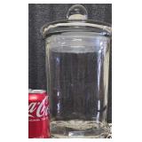 Large, Thick, Clear Glass Apothecary Storage Jar With a Matching Domed Lid
