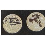 2019 U.S. Silver Pacific National Historical Park Quarter Dollar - .999%Ag. (representing Guam), and  2021 U.S. Silver 2021 General George Washington Crossing the Delaware Quarter Dollar - .999% Ag.