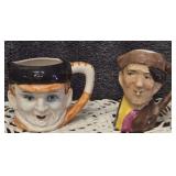 2 - Small Vintage Ceramic Character or Toby Mugs. Made in Occupied Japan.