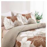 NEW-  3 Pc.  Quilt Queen Size,  Boho Lightweight Bedspread Bedding Reversible  Bedspread with 2 Shams  96"x 90. First 3 Photos are Stock Photos