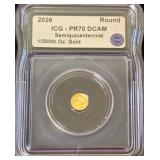 2026 ICG PR70 1/500th oz. .9999 Fine Gold