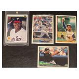 4 Baseball Cards; Sammy Sosa, Reggie Jackson, Hank Aaron, Bo Jackson