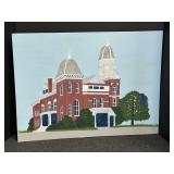 Original Painting of Screven County Courthouse 1897-1965 signed by Rickert, ready for framing.