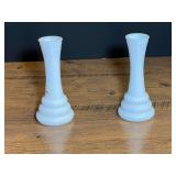 Vintage milk glass bud vases, set of two, see pictures for details.