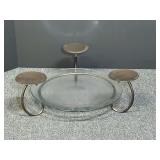 Pillar candle holder centerpiece, with platter. See pictures for details.