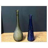 Vintage art glass decanters, two pieces, see pictures for details.
