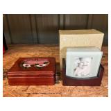 Photo frame coasters, comes with original box, also includes a small decorative jewelry box. See pictures for details.