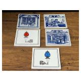 Decorative tile trivets, five pieces, see pictures for details.
