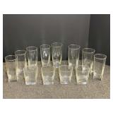 Clear Glass Drinkware Set with Square Base - Assorted Sizes