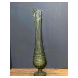 Vintage pedestal swung glass vase, has hobnail pattern, believed to be Fenton. See pictures for details.