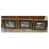 Framed and matted landscape art prints by Van Martin, set of three, see pictures for details.