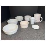 Assorted kitchenware to include porcelain bowls, soup cups, and more. See pictures for details.