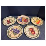 Casa Vero by ACK "European Style" fruit collection plates, four pieces, also includes a Home Trends serving platter with fruit motif. See pictures for details.