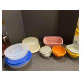 Assorted Plastic Storage Containers and Bowls to include vintage Tupperware