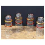 Set of Four Blown Glass double ring tumblers, believed to be vintage Blenko glass.