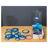 Lot of Assorted Translucent Plastic Ring Curtains and Link Chains with Storage Box