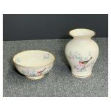 Vintage Lenox Serenade porcelain vase and matching bowl, see pictures for details.