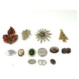 Assorted Costume Jewelry Brooches and Pins Lot