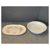 Vintage McCoy serving bowl, this piece has a fine crack, also includes a vintage Gibson platter with floral motif, see pictures for details.