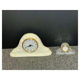 Small mantle clocks to include Godinger mantle clock. The small clear glass clock is missing the crystal. See pictures or details. ￼