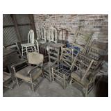 LARGE LOT OF ANTIQUE AND VINTAGE WOODEN CHAIRS - 17 TOTAL CHAIRS