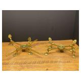 LR...of Adjustable Brass Table Bases with Scroll and Foot Details