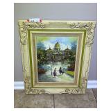 Bath… Ornately framed vintage impressionist-style street scene oil painting by the listed artist R. Birchard. See pictures for details.