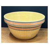 Kit...Yellow Glazed Ceramic Mixing Bowl with Striped and Fluted Accents