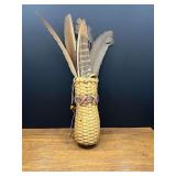 Bath…Native American ceremonial smudge fan (often referred to as a prayer feather fan), featuring large bird feathers attached to a distinct woven splint basketry handle. see pictures for details.