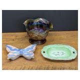 LR...Decorative Collectible Glass and Ceramic Tableware Lot of 3