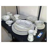 Garage…Mid-century modern dishware in the Rosenthal Blütenspiel pattern, designed by Raymond Loewy for Rosenthal Germany, includes plates, berry bowls, cups and saucers, bread plates, serving dishe