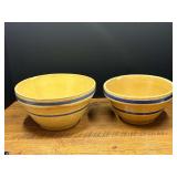 Kit...Set of Two Yellowware Blue Banded Mixing Bowls