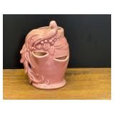 LR…Vintage pink McCoy art pottery bird or peacock strawberry planter vase. See pictures for details.