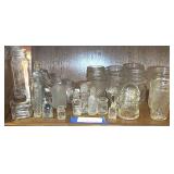 LR...Assorted Clear Glass Bottles, Jars, and Insulator Collection