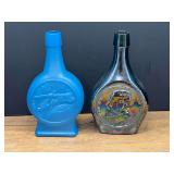 Bath…Vintage commemorative glass decanter bottles, set of two, produced by Wheaton Industries during the 1970s as part of their collectible historical and space-themed series.