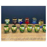 Kit...Collection of Hand-Painted Murano Style Venetian Glass Stemware and Tumblers with Gold Gilding