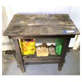Garage… Vintage custom table with content, see pictures for details.