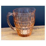 Bath…Vintage pink depression glass pitcher in the "Windsor Diamond" pattern made by the Jeannette Glass Company during the 1930s to 1940s. see pictures for details.