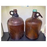Garage… Vintage amber glass gallon bleach jugs, two pieces, see pictures for details.