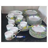 Garage…Vintage Nikko fine China dishware, includes cups and saucers, serving bowls, salad plates, dinner plates, and bowls. Approximately 40+ pieces, “Secret Garden”pattern, see pictures for det